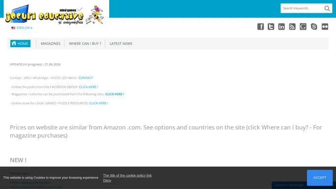 Jocurieducative.ro - sudoku :: crosswords :: wordsearch :: puzzles :: mazes