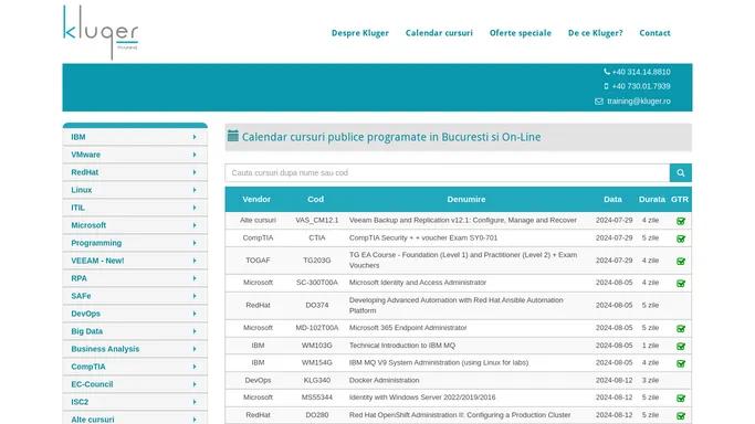 Kluger Training – calendar cursuri