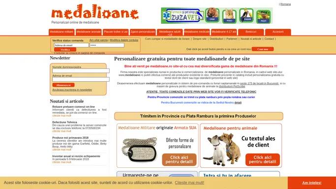 Medalioane militare, de animale, de lux si medicale - Personalizari online de medalioane - Pagina principala - Personalizari online de medalioane - Medalioane Militare Dog Tag - Medalioane Animale - Zgarzi Animale Personalizate