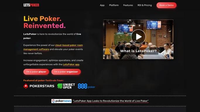 LetsPoker - Best-in-class Live Poker Room Management Software & App for Tournament Organizers and Players