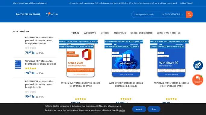 Licente electronice si fizice Windows, Office si Antivirus - Licente-digitale.ro