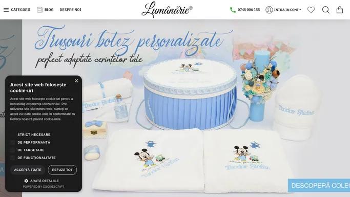 Producator Lumanari Botez-Lumanari Nunta- Trusouri Botez-Prima Aniversare-Cadouri Personalizate-Marturii Botez-Marturii Nunta-