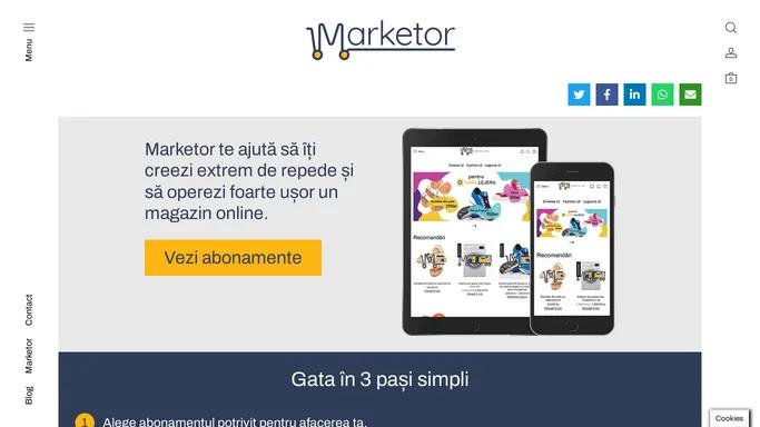 Marketor ▷ Platforma creare magazin pentru comert online