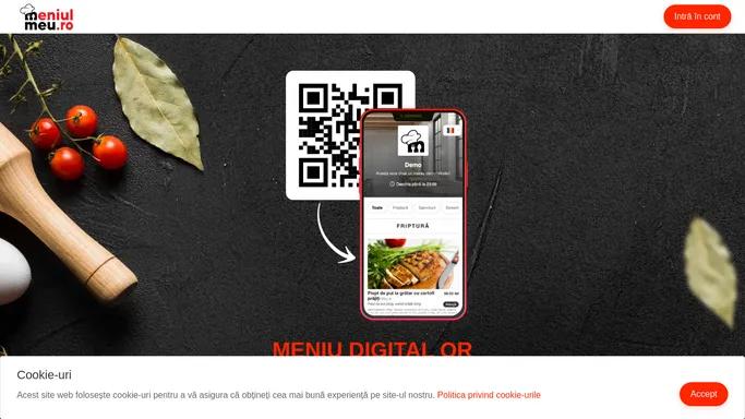 MENIU DIGITAL QR - Restaurant, bar & cafenea | MeniulMeu