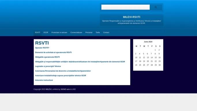 MILEVI - RSVTI | Operator RSVTI. Operator Responsabil cu Supravegherea si Verificarea Tehnica a Instalatiilor/ echipamentelor din domeniul ISCIR. Caras-severin, Timis, Hunedoara, Mehedinti.