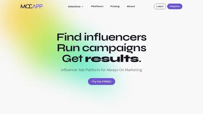 MOCAPP Influencer Ads Platform - MOCAPP