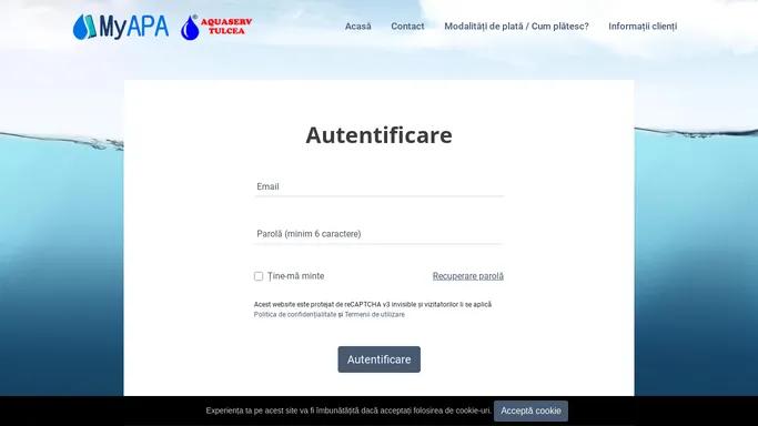 Autentificare - MyAqua