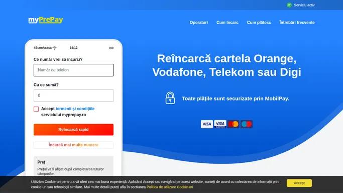 MyPrepay.ro - platforma de reincarcare PrePay Orange, Vodafone, Telekom