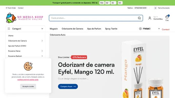 NG Media Shop - Odorizante de Camera, Apa de Parfum, Spray Textil, Odorizante Auto cu Snur