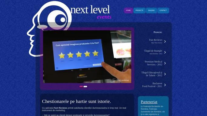 Next Level Events - Pagina principala