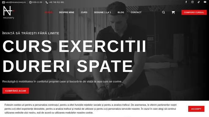 Nica Recovery | Curs exercitii pentru dureri de spate