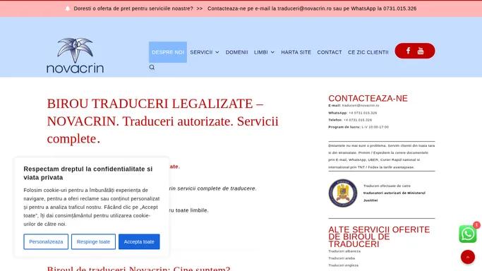 BIROU TRADUCERI LEGALIZATE – NOVACRIN. Traduceri autorizate. Servicii complete 2025