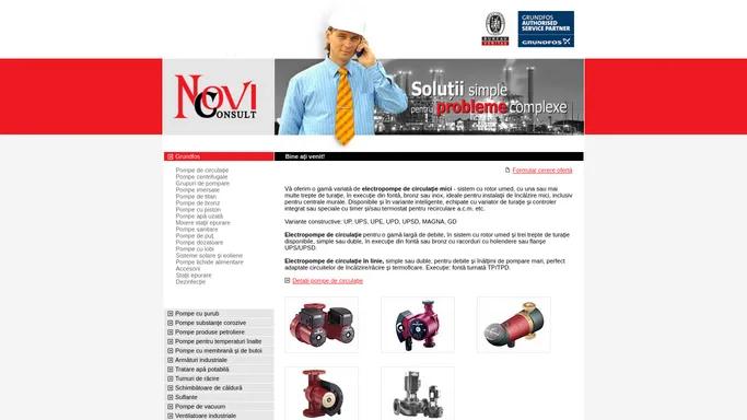 Noviconsult - Distribuitor si service autorizat Grundfos. Pompe, statii de epurare, dezinfectie, armaturi, tratare apa, suflante, ventilatoare, cazane, arzatoare...