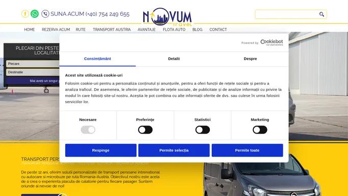 Novum Travel - Bilet Microbuz Cursa Zilnica Transport Persoane cu plecare din Austria, Romania Tur Retur