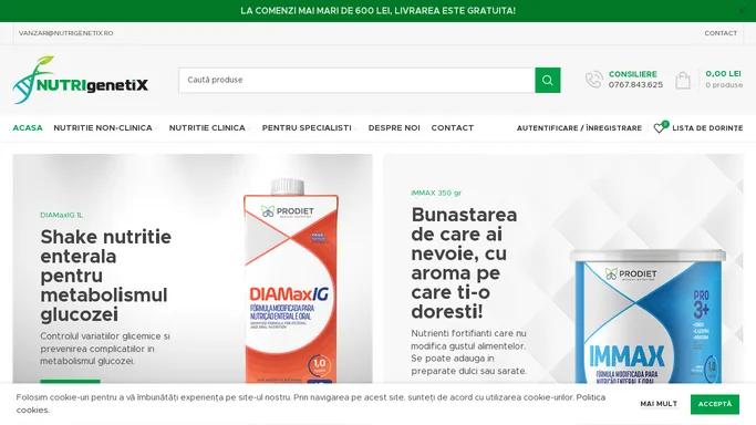 Acasa - Nutrigenetix - Magazin online cu suplimente de nutritie medicala si nutritia omului sanatos