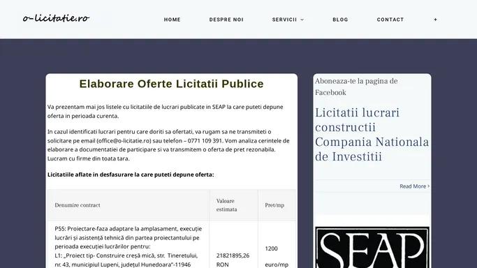 Elaborare oferte licitatii publice - Depune oferta in SEAP!