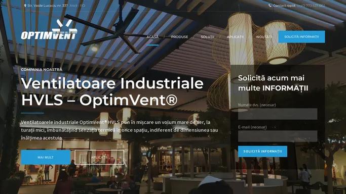 OptimVent - Ventilatoare industriale HVLS de tavan