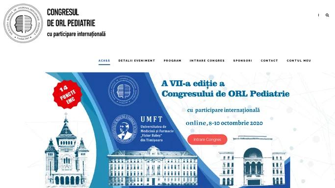 Congresul de ORL Pediatrie – cu participare internationla