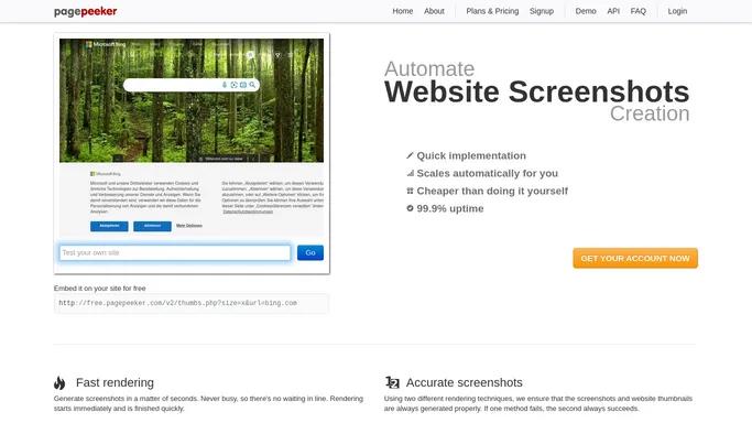 Website thumbnails and website screenshots - PagePeeker