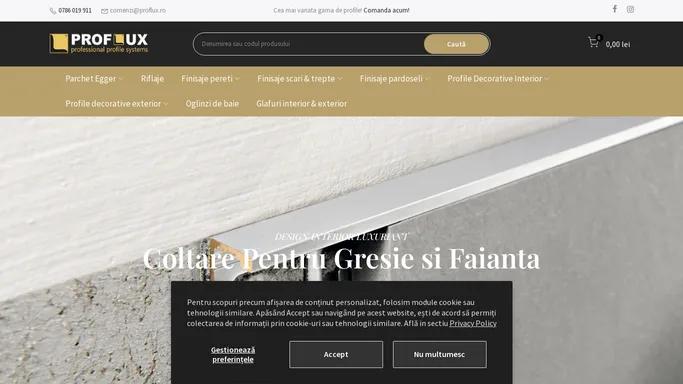 Coltare gresie si faianta, profile/imbinari aluminiu treceri parchet – PROFLUX.RO