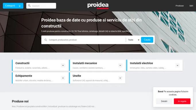 Proidea baza de date cu produse si serviciu de stiri din constructii