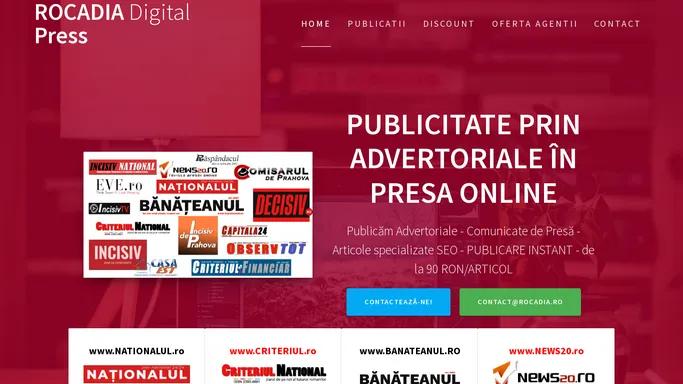 ROCADIA Digital Press – agentie specializata in publicitate digitala – email: office@rocadia.ro