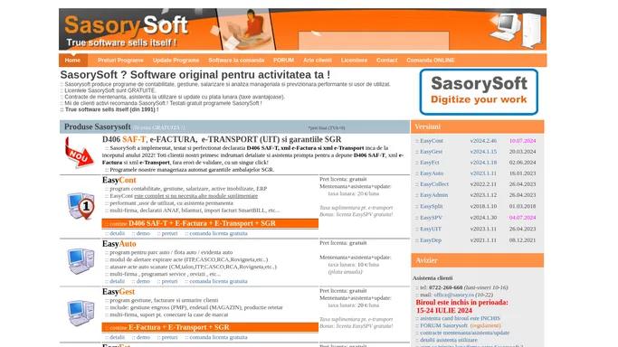 Program de contabilitate, gestiune, salarizare, SAFT, e-factura, e-transport | sasory.ro