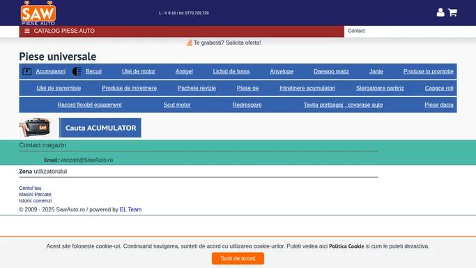 Magazin online piese auto ieftine, baterii auto ieftine. Comanda online ieftin de la SawAuto.ro
