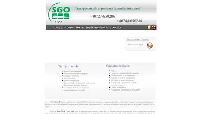 Transport marfa si persoane - SGO Global Trans SRL