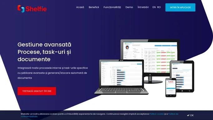 Shelfie - Gestiune avansata procese, task-uri si documente - Acasa