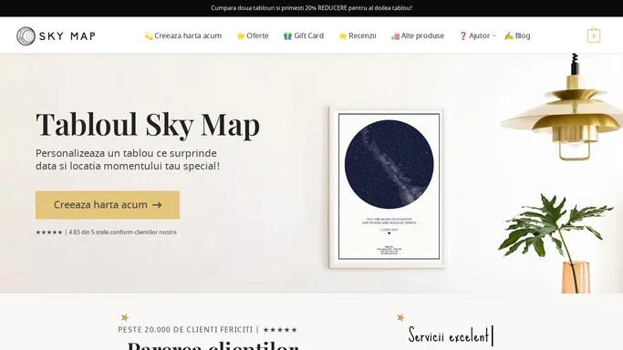 ⋆ Sky Map - Tablouri personalizate cu harta pozitiei stelelor