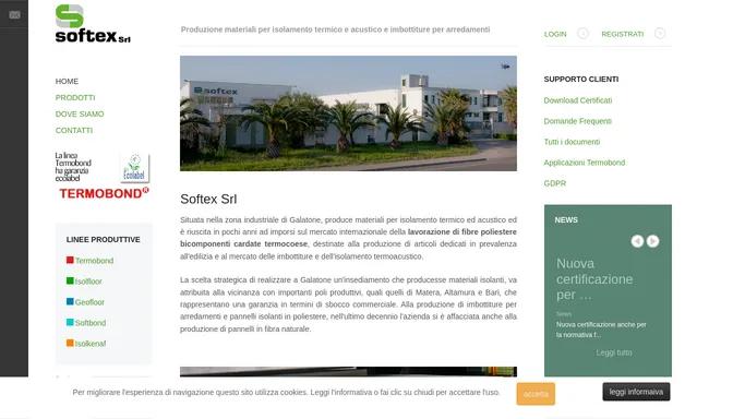 Produzione materiali per isolamento termico e acustico - Softex Srl