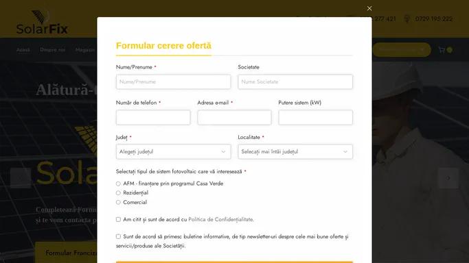 Solarfix • Instalare de sisteme fotovoltaice & statii de incarcare