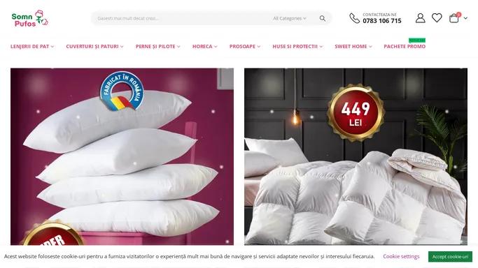 Magazin Online de Lenjerii de Pat, Paturi, Pilote si Prosoape ⋆ Somn Pufos