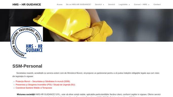 HMS – HR GUIDANCE – Siguranta si securitate in munca. PSI, Resurse umane