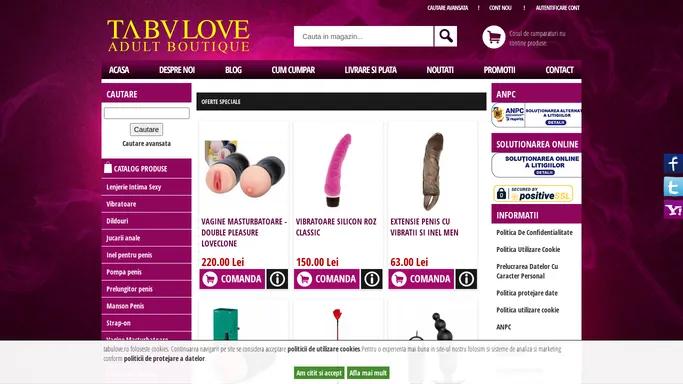 Sex Shop TABU LOVE - Comanda Vibratoare, Lenjerie Sexy, Jucarii Sexuale, Afrodisiace.