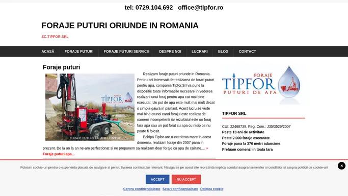 Foraje puturi apa la mare adancime / pompe de caldura Tipfor