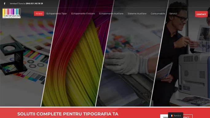 Tipografice | Echipamente pentru tipografii – Toti colegii nostri au experienta de cel putin 10 ani in aceasta industrie. Nu oferim numai produse, oferim servicii si consultanta.