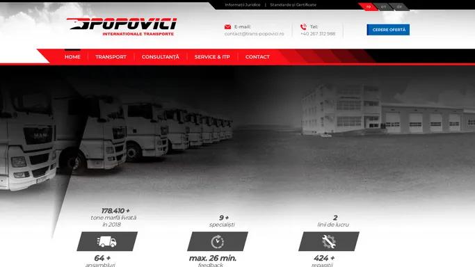 Int. Transporte POPOVICI - Transporturi Interne si Internationale