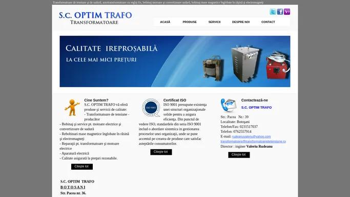 Transformatoare de Tensiune - OPTIM TRAFO - Transformatoare, Firide de Brasament si Tablouri Electrice - Bobinaj si Reparatii motoare electrice - Echipamente aparatura electrica