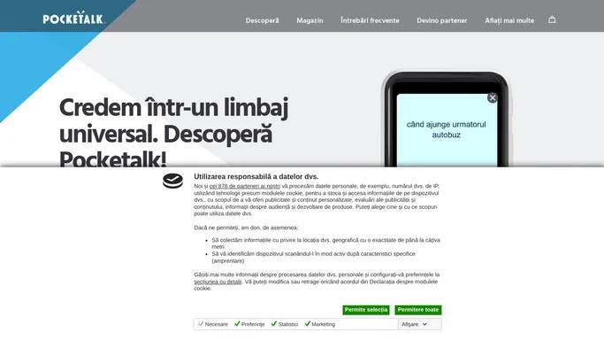 Pocketalk | Translator vocal portabil Aparat de tradus vocal instant pentru 74 de limbi internationale - Aparat de tradus vocal instant pentru 74 de limbi internationale