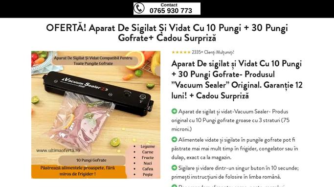 OFERTA! Aparat De Sigilat Si Vidat Cu 10 Pungi + 30 Pungi Gofrate+ Cadou Surpriza