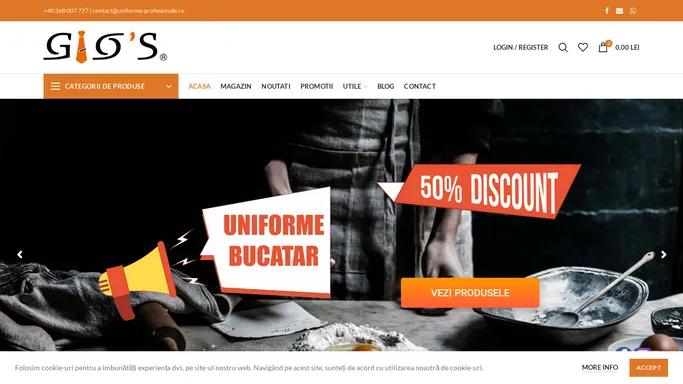 Uniforme profesionale - Accesorii HORECA - Vesela - Tacamuri | Gio's