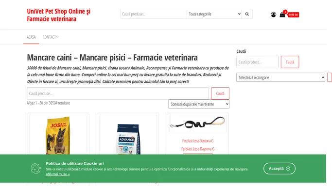 Mancare caini - Mancare pisici - Farmacie veterinara - UniVet Pet Shop Online si Farmacie veterinara