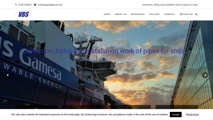 VERBLAS CO – Confection, fitting and installation work of pipes for ships