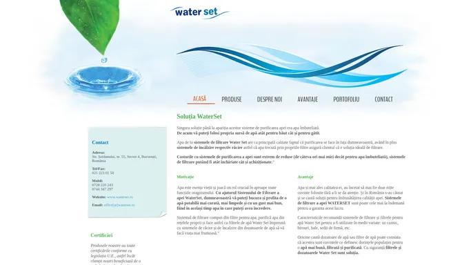 WaterSet, Filtrare apa potabila