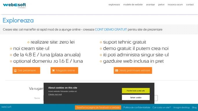 Creare site ieftin: site de prezentare si magazin online