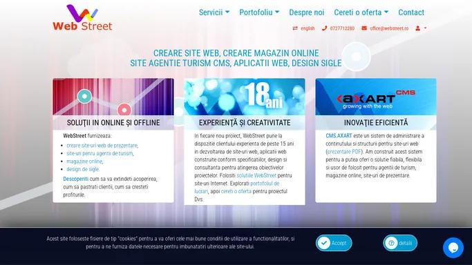 Creare site web, creare magazin online, site agentie turism CMS, aplicatii web, design sigle