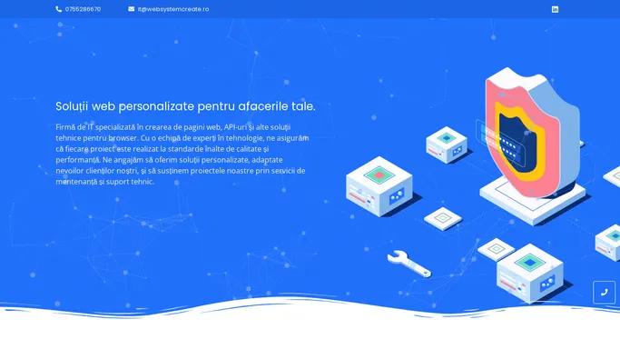 Web System Create – Cu o echipa de experti in tehnologie, ne asiguram ca fiecare proiect este realizat la standarde inalte de calitate si performanta. Ne angajam sa oferim solutii personalizate, adaptate nevoilor clientilor nostri, si sa sustinem proiectele noastre prin servicii de mentenanta si suport tehnic. Contactati-ne astazi pentru a discuta despre nevoile dvs. de web development.