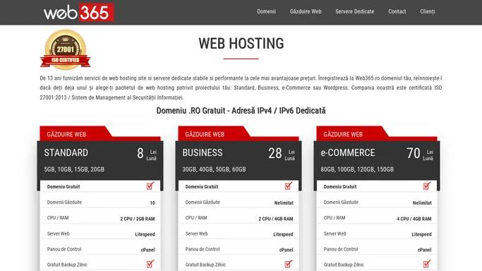 Web Hosting SSD in Romania incepand cu 8 Lei | Web365